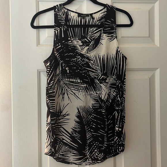 THEORY 100% SILK PALM PRINT ‘SERENE CDC’ RACER TANK - Picture 1 of 3